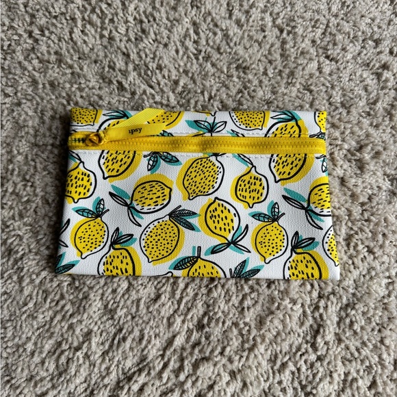 Ipsy Lemon Print Makeup Cosmetic Bag Pouch with Gold Zipper Summer Bright Spring - Picture 2 of 10